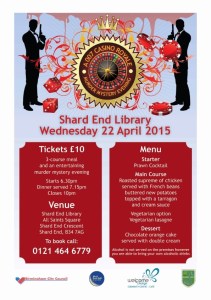 Murder Mystery Dinner at Shard End Library.
